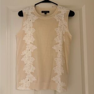 Banana Republic Ivory Sleeveless Blouse with Floral Lace